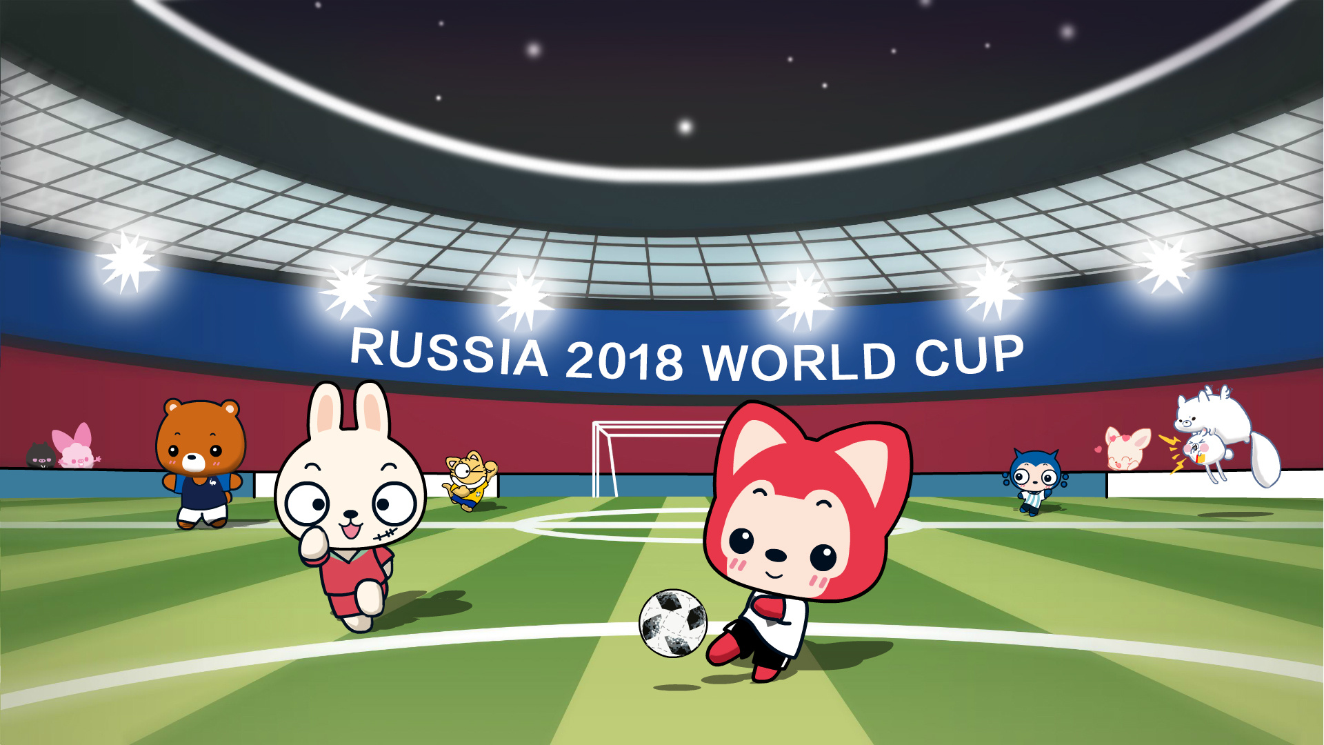 阿狸2018世界杯主题动漫壁纸，免费高清电脑桌面背景下载
