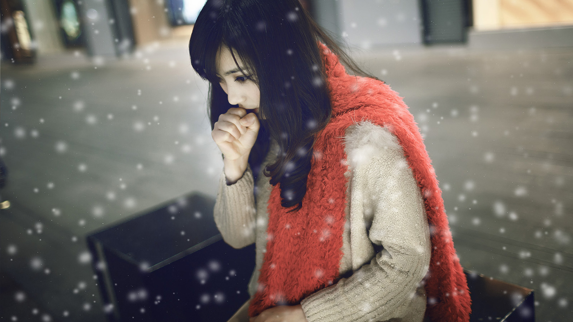 清新雪景美女壁纸，免费下载装点你的桌面！
