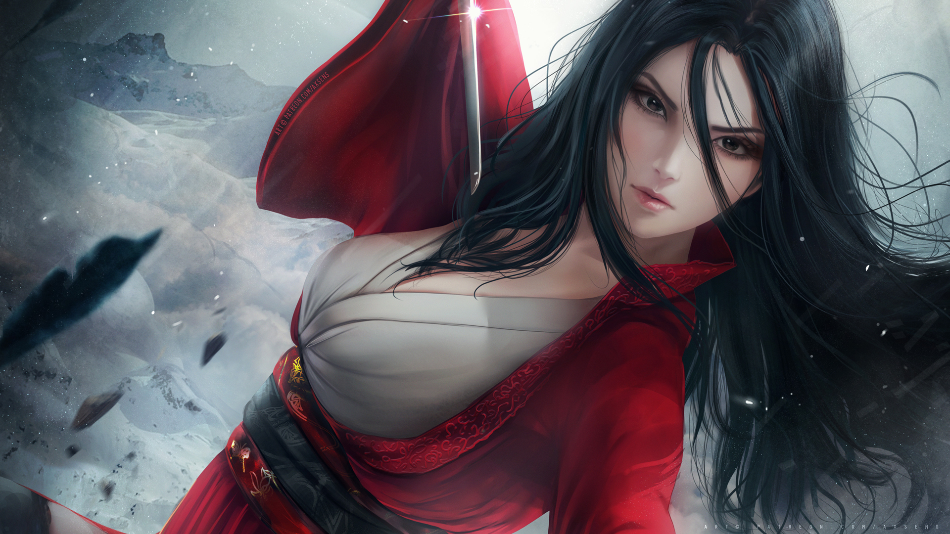 花木兰刘亦菲手绘版，免费高清影视壁纸，一键下载电脑版