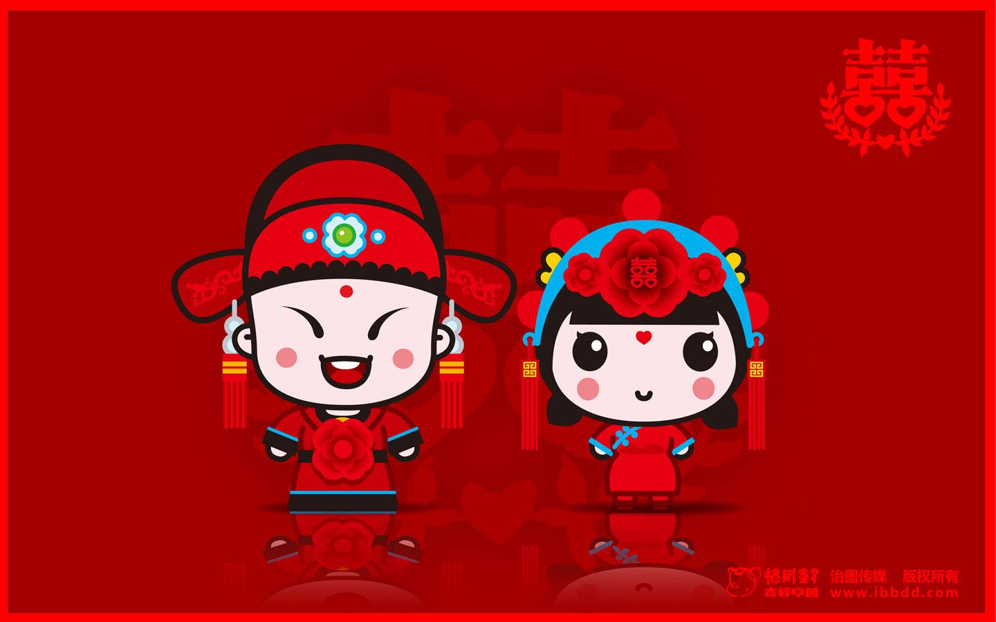 心心相印桌面壁纸，超萌可爱，免费电脑壁纸一键下载