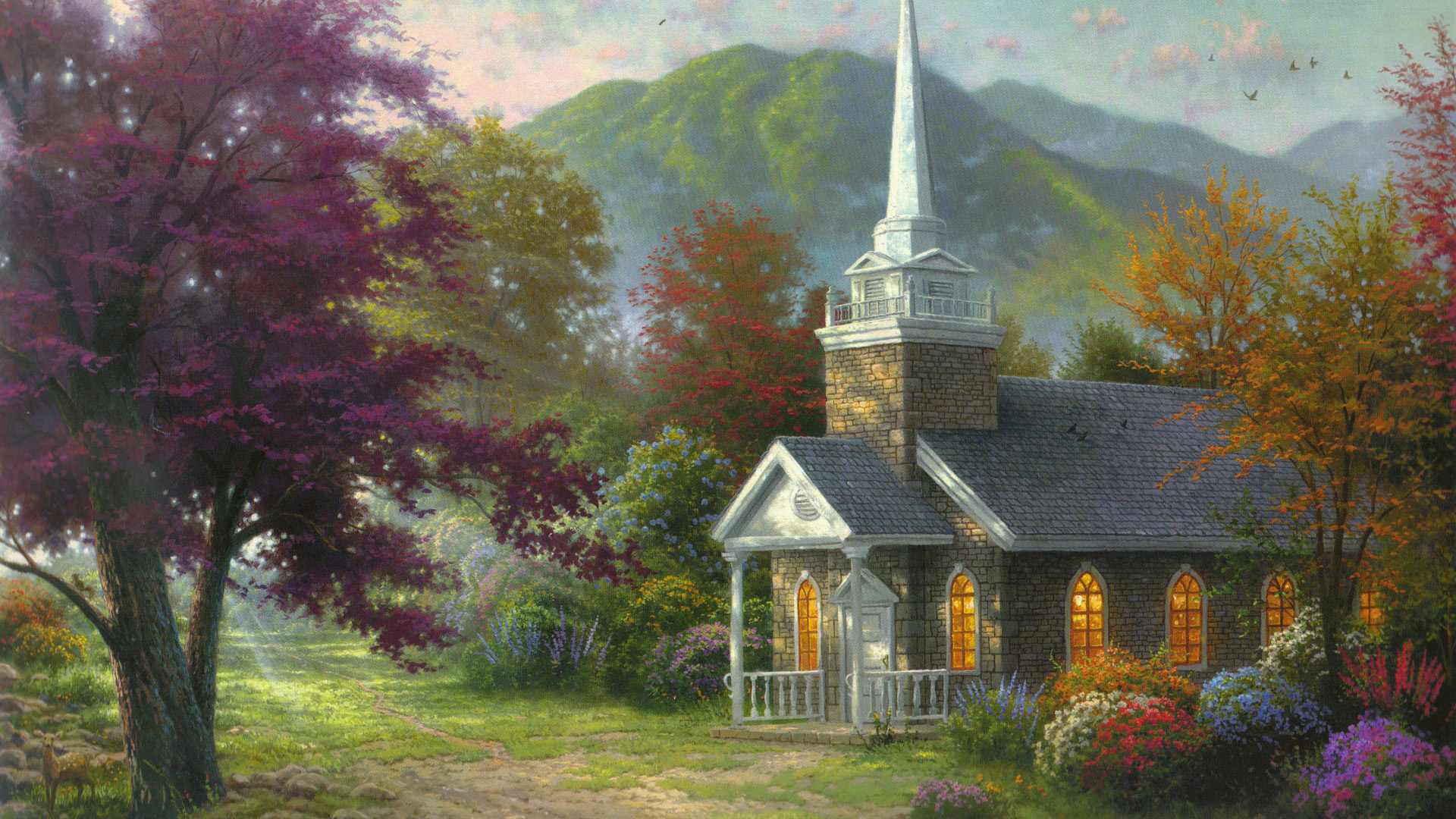 Thomas Kinkade精美风景画壁纸，免费电脑壁纸下载