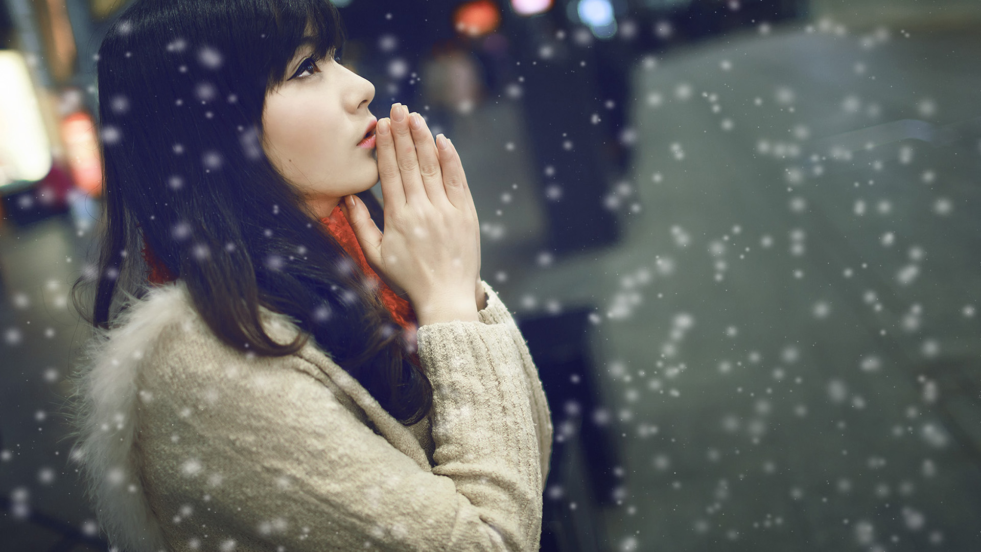 一个人的下雪天桌面壁纸