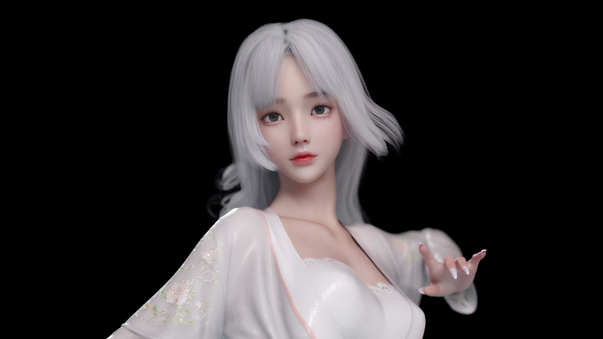 白色发白衣美女麻匪壁纸，动漫风格电脑壁纸免费下载