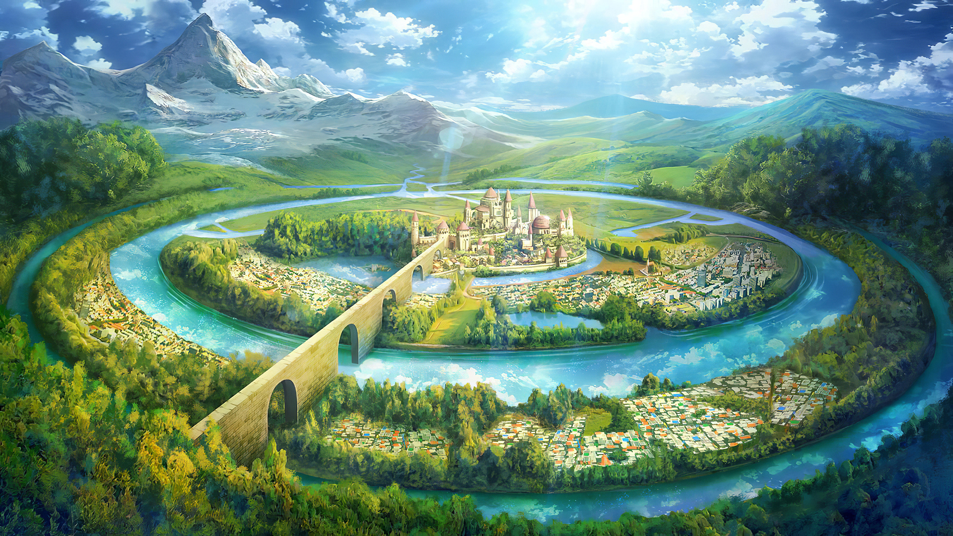 美丽梦境城堡，免费仙境风景壁纸，精选绘画插画，一键下载动漫电脑壁纸
