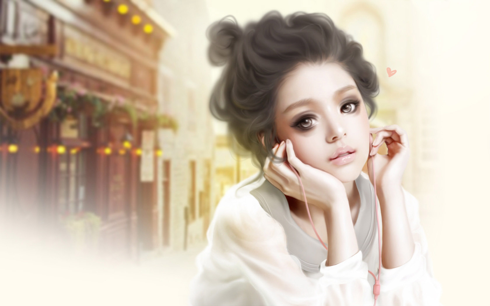 唯美手绘美女壁纸，免费高清桌面图片下载