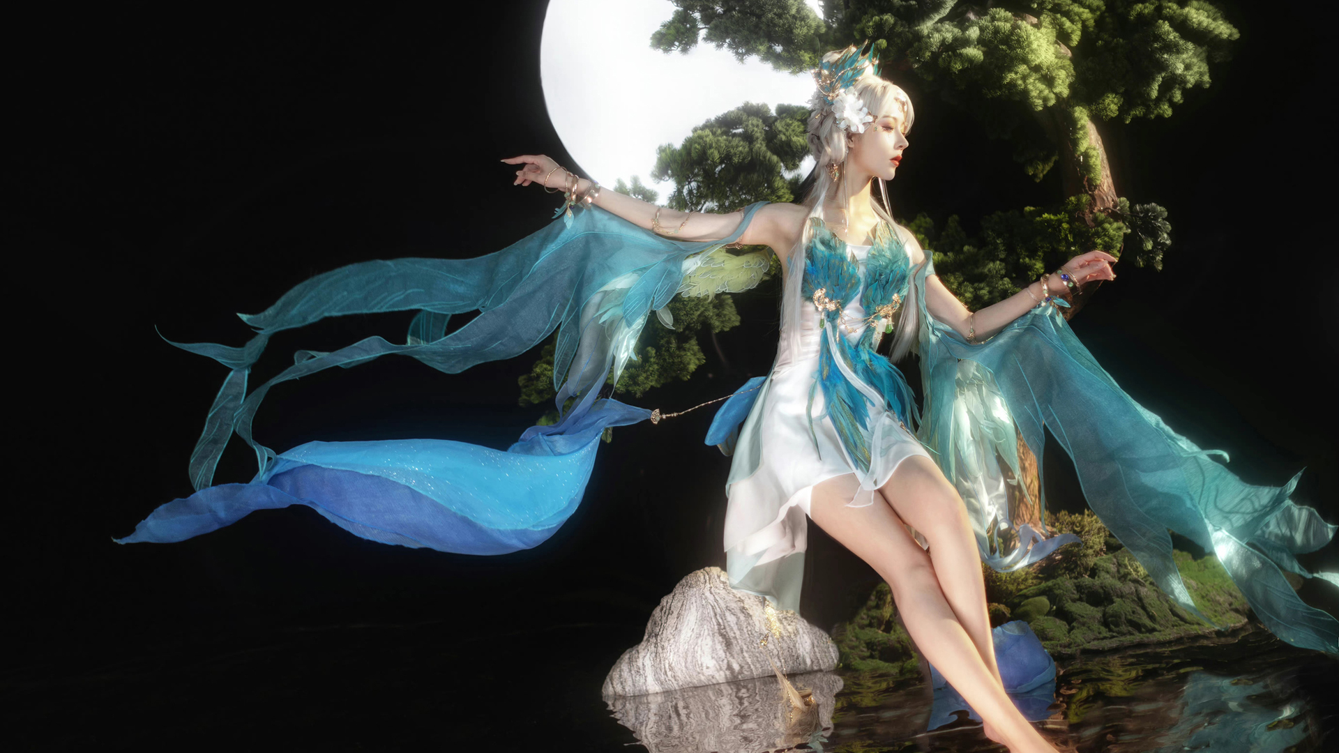 逆水寒青鸾Cosplay，唯美美腿美女壁纸，免费电脑壁纸下载