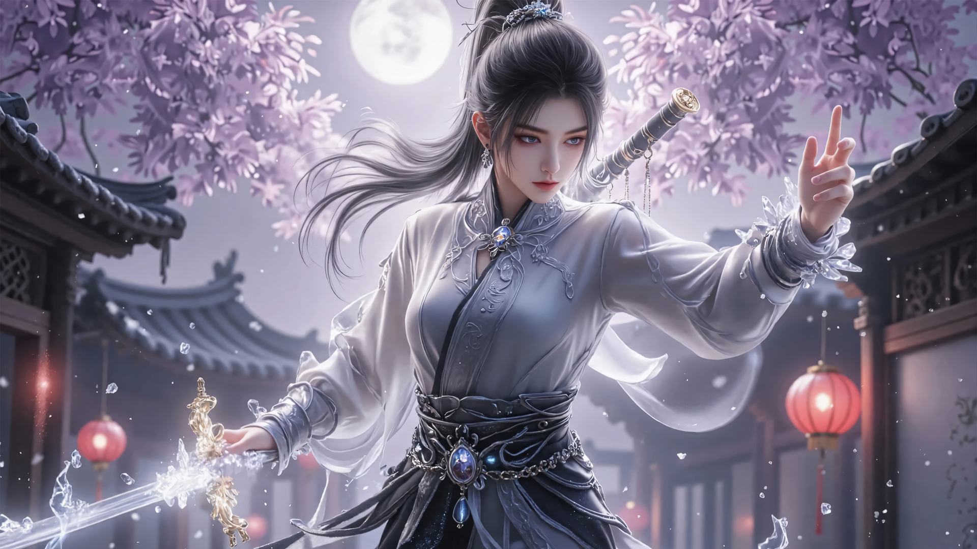 剑来宁姚月光唯美动漫桌面壁纸，免费电脑壁纸下载
