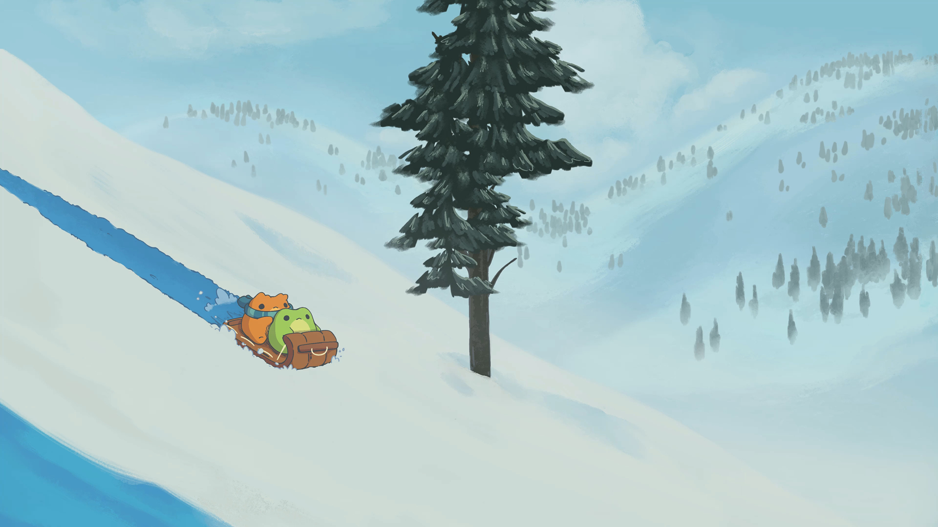 可爱雪橇主题动漫电脑壁纸，免费下载！