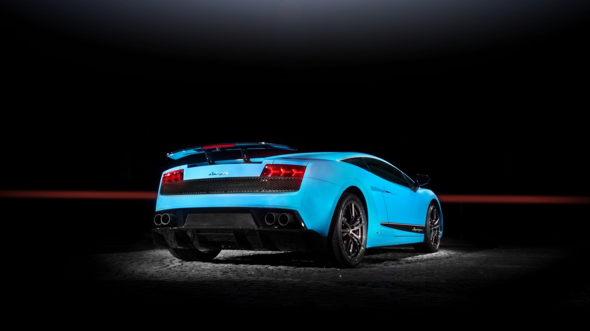 兰博基尼Gallardo LP570-4 Superleggera蓝色宽屏壁纸，免费高清电脑壁纸下载