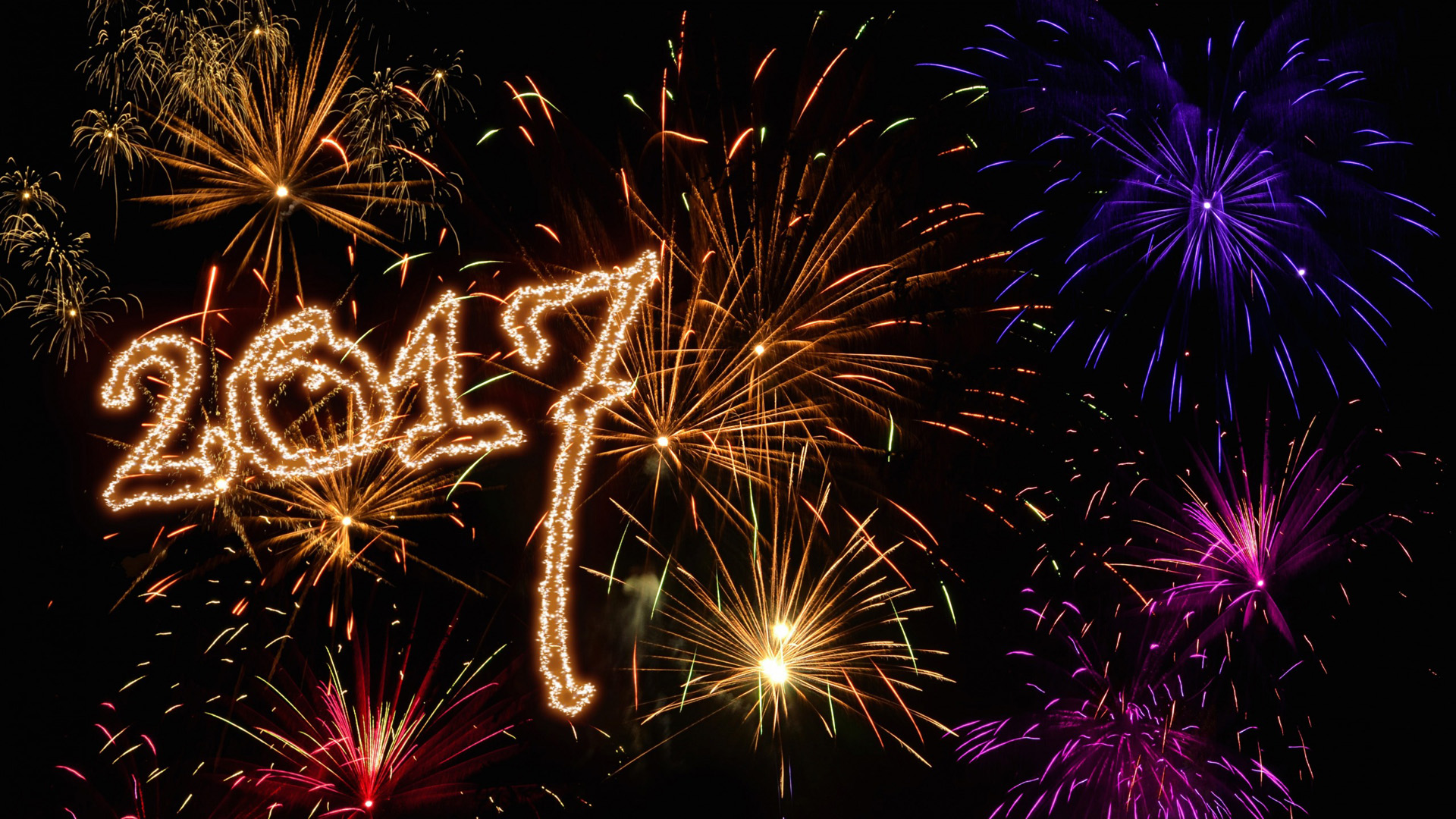 2017年美丽的烟花新年桌面壁纸