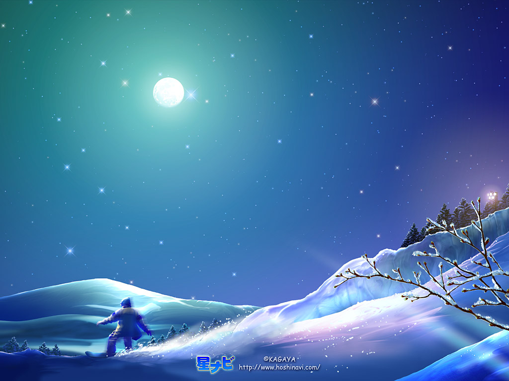 滑雪星空动漫壁纸，梦幻桌面背景，免费下载新体验