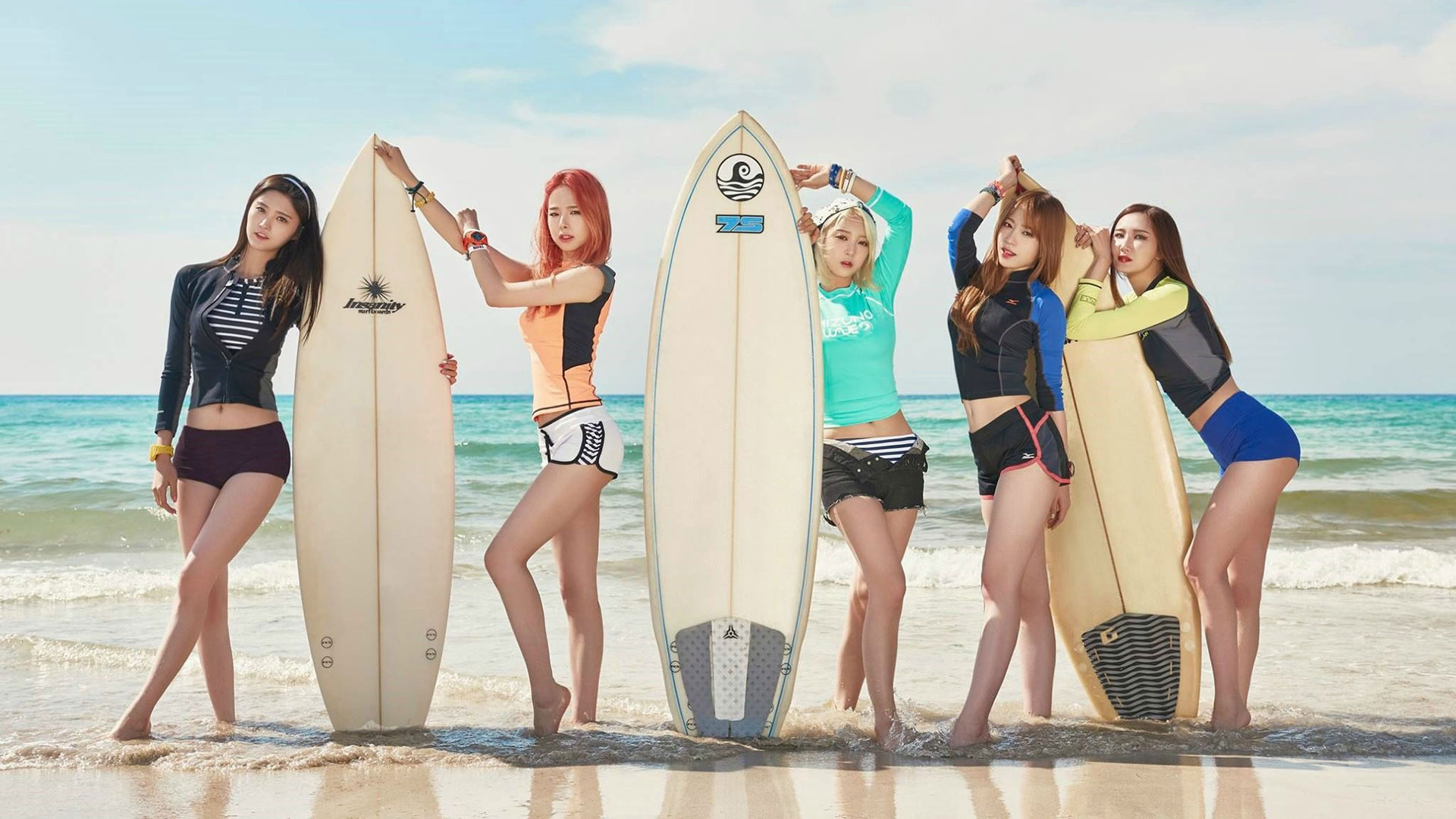 EXID，许率智，安孝真，安希妍，徐惠璘，朴正花，夏天，海边，写真，EXID壁纸