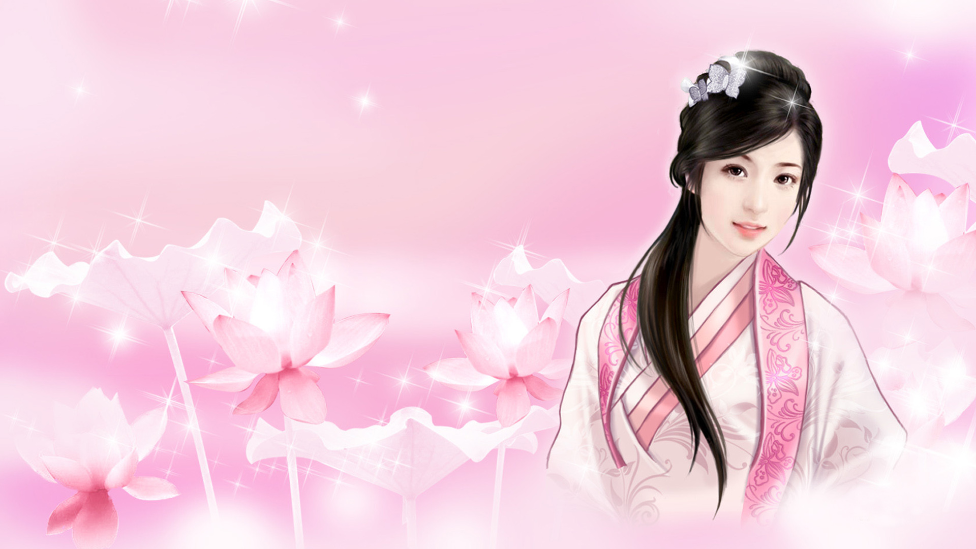 唯美粉美人桌面壁纸，免费高清电脑壁纸下载