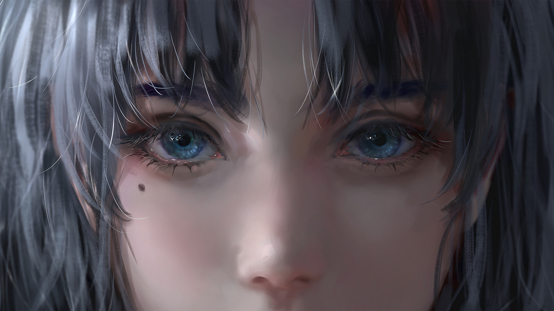 少女厚涂动漫人物壁纸，精致眼鼻，高清免费下载