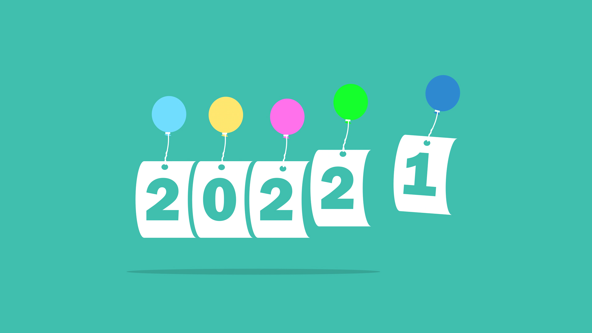 再见2021 新年气球2022新年快乐壁纸
