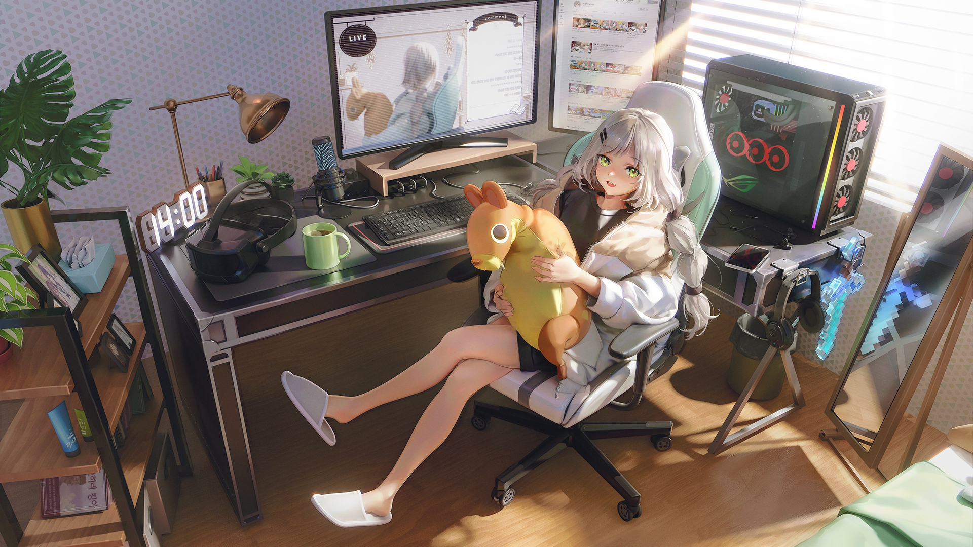 异世界幻想，美腿美少女拖鞋秀，精选电脑桌动漫壁纸免费下载