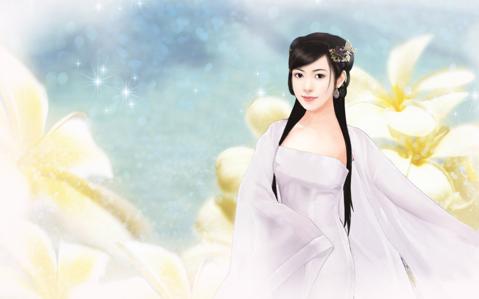 白美人桌面背景，精选美女壁纸，免费下载！