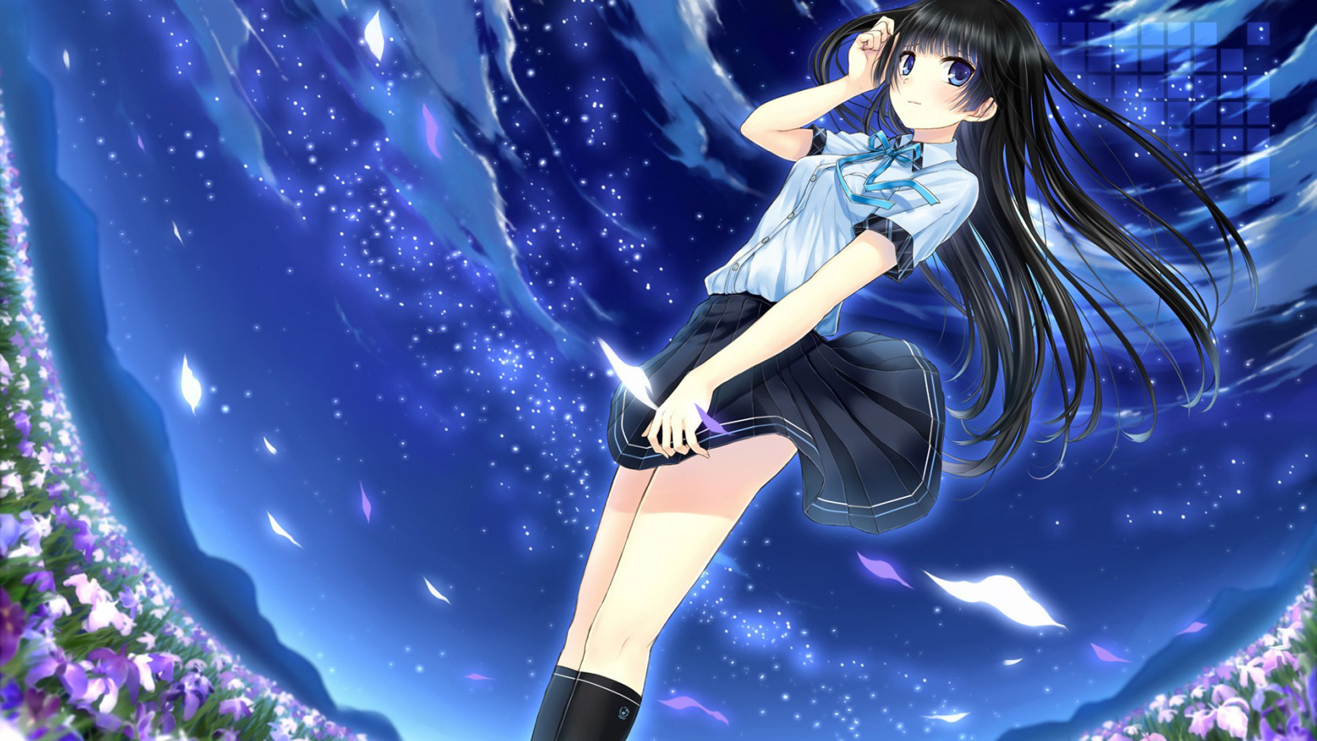 梦幻星空下的花之少女，精选免费动漫壁纸，电脑桌面美化必备！