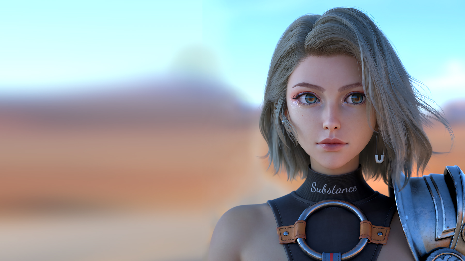 短发3D美女动漫人物脸部特写，精选免费电脑壁纸下载