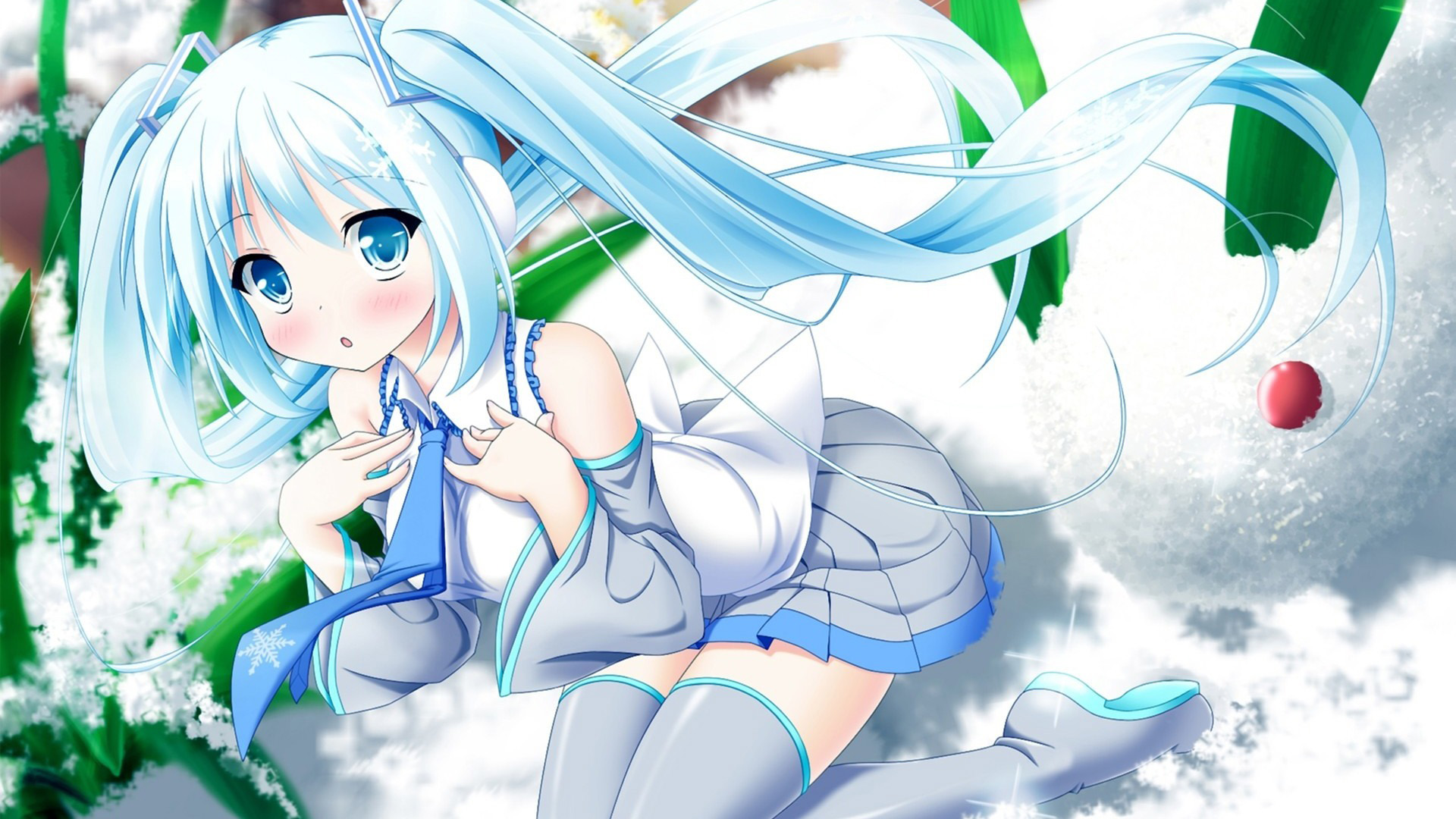 初音未来，动漫可爱小女孩长发桌面壁纸，免费下载高清电脑背景