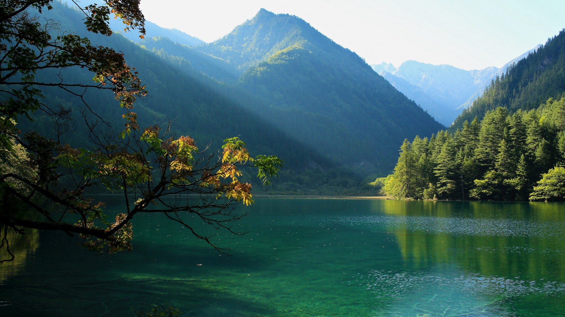 九寨沟国家公园，山，自然湖泊，风景区美景桌面壁纸