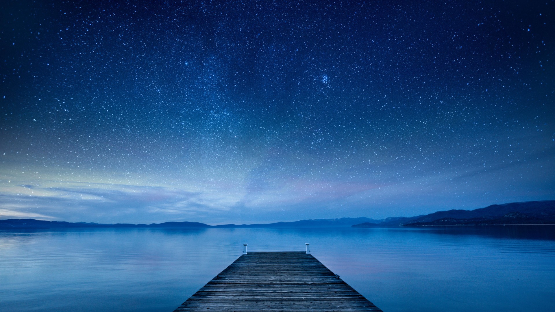 湖景码头星空，绝美自然风景电脑壁纸，免费下载！