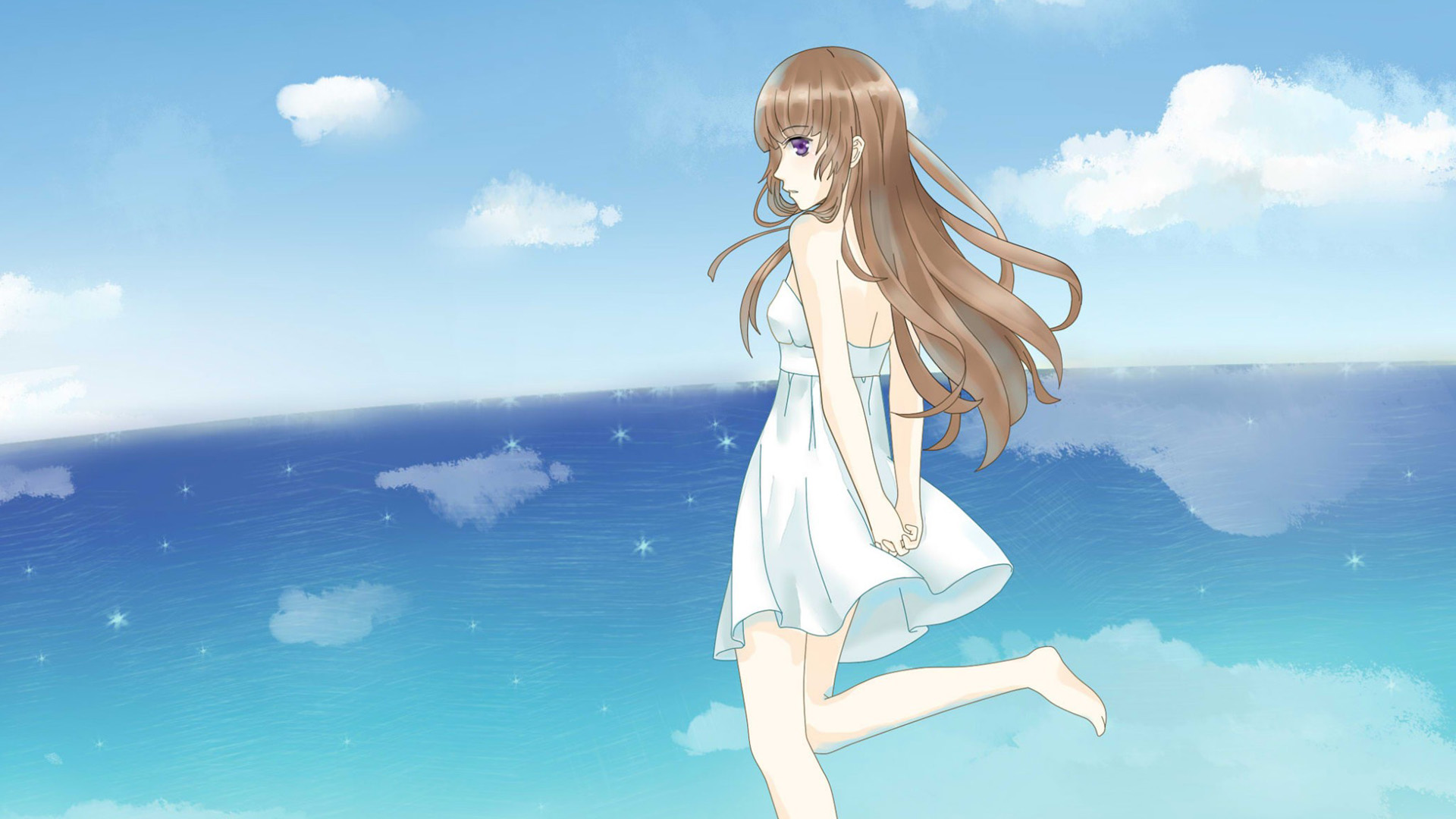 海边俏皮女生动漫壁纸，免费下载，装点你的电脑桌面！