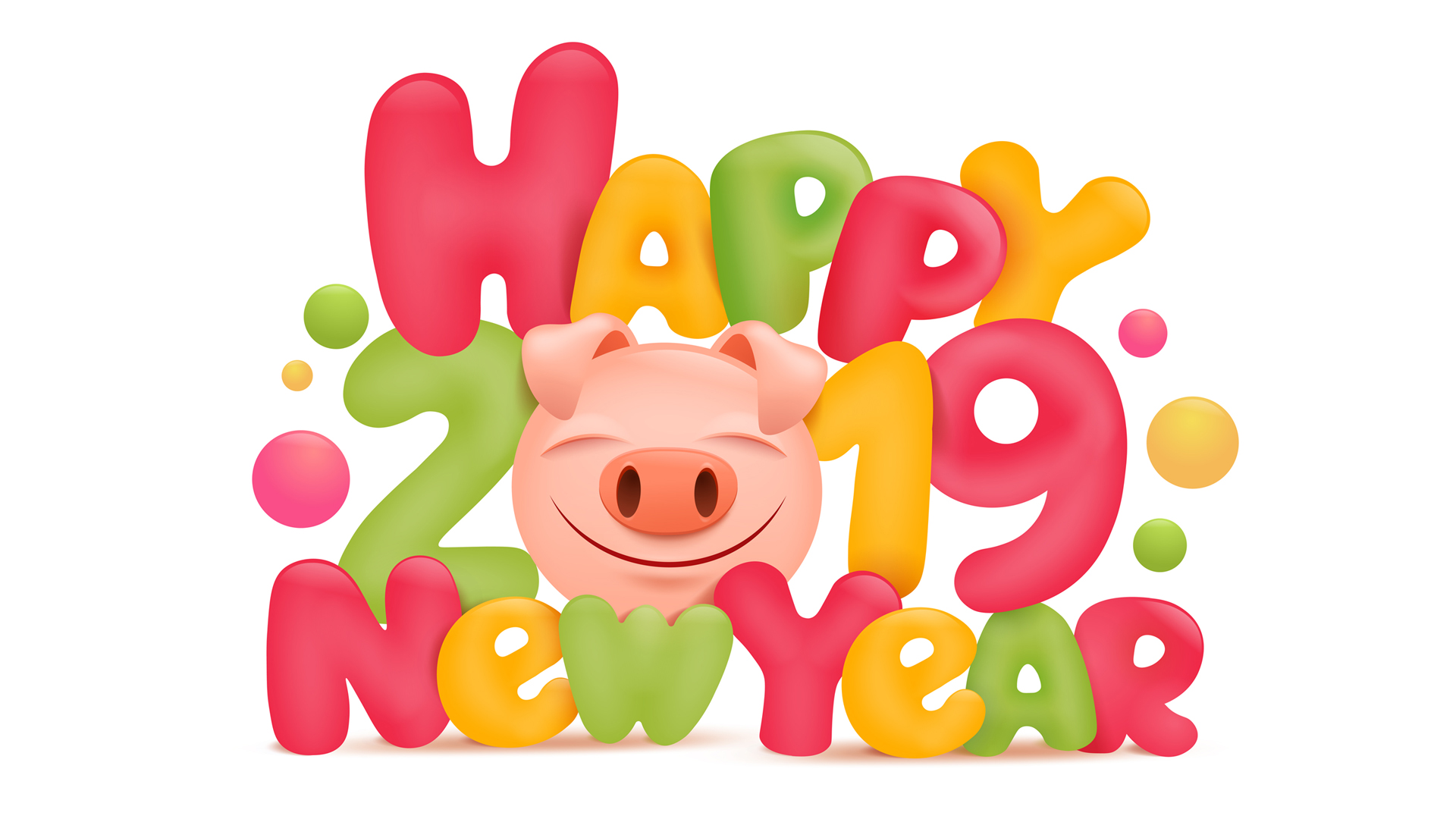 2019新年小猪壁纸，免费电脑壁纸下载，欢乐迎新年！