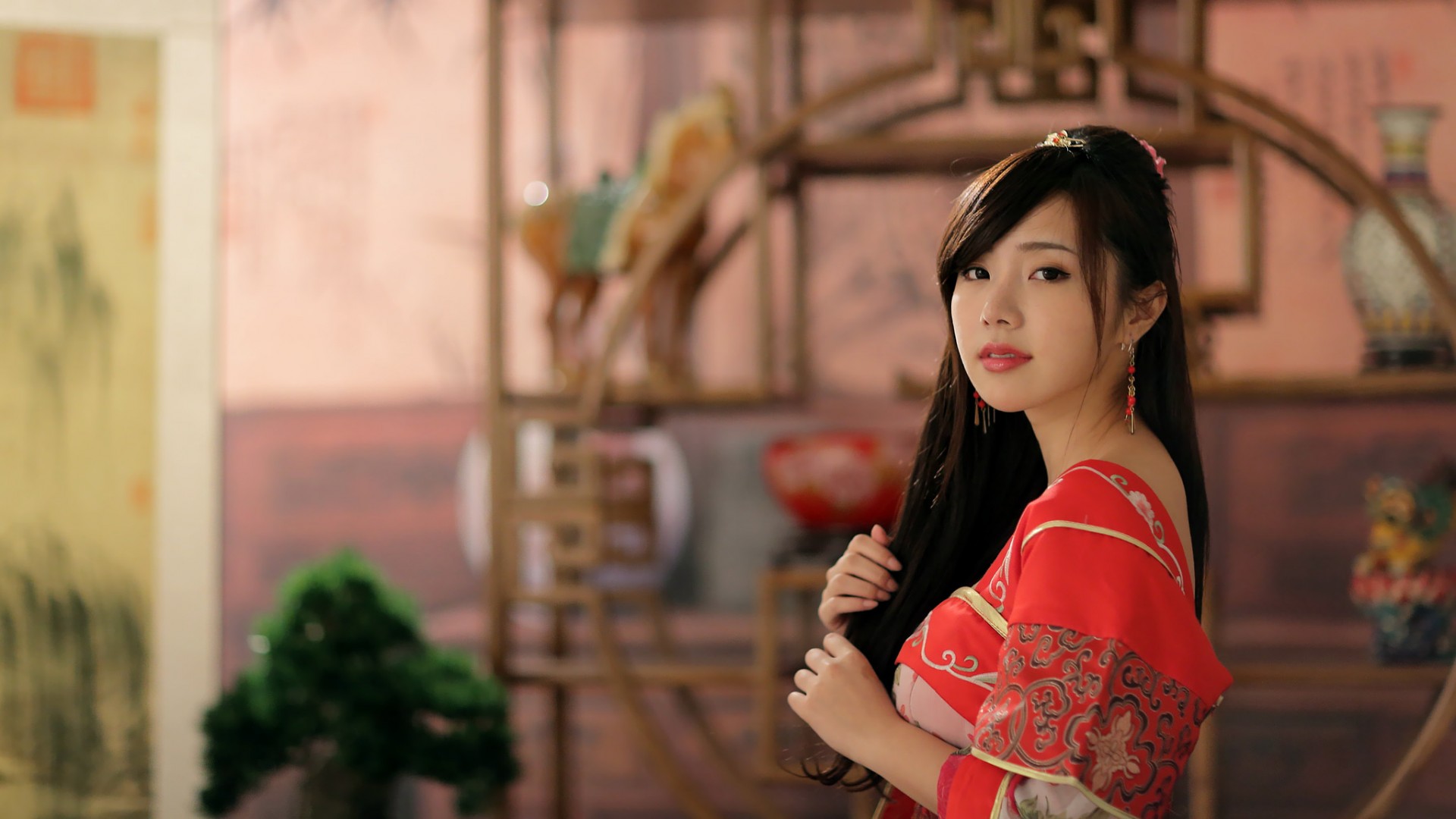 静画红妆等谁归,古典美女桌面壁纸