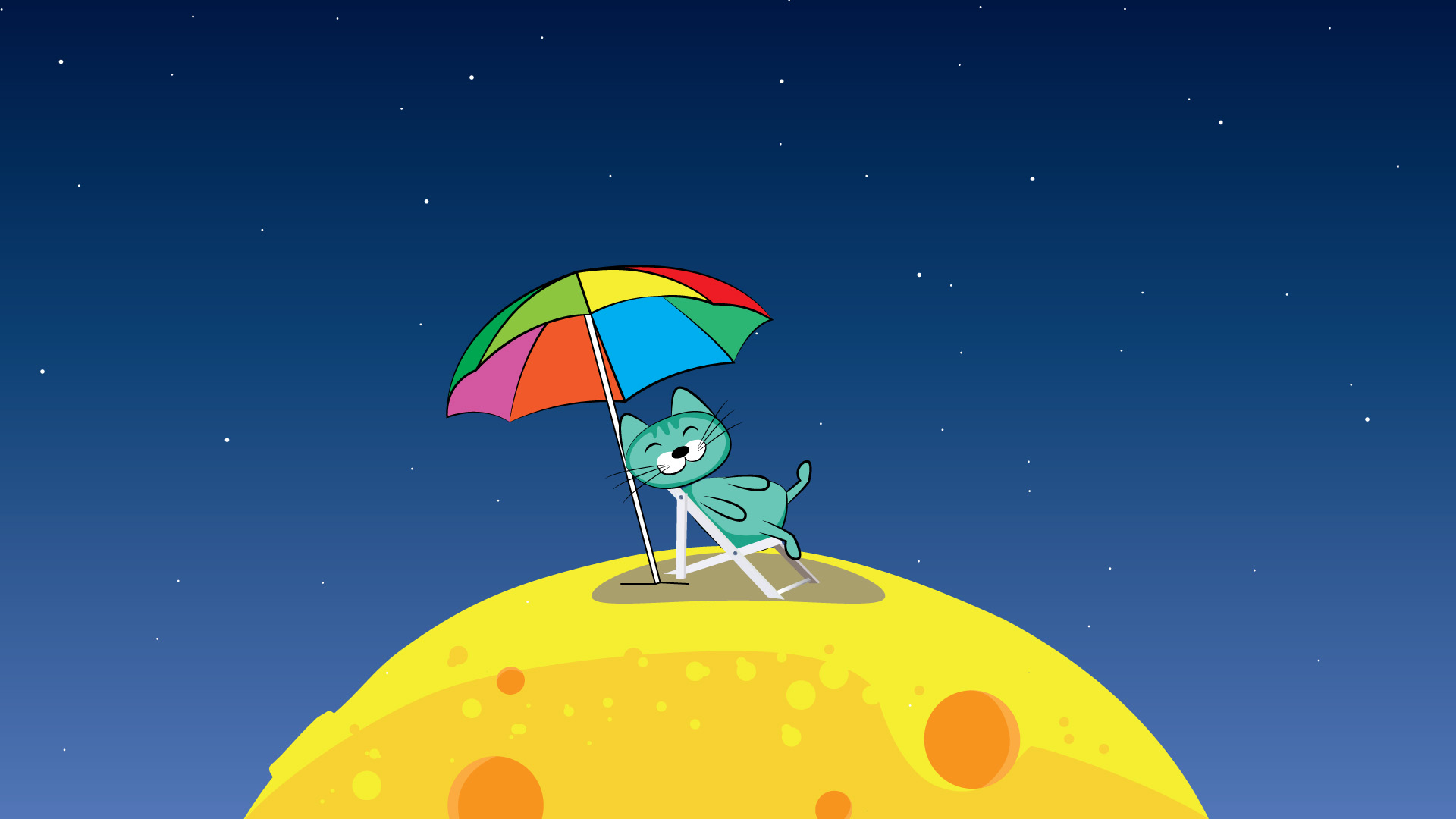 地球炙热难当，喵星人逐月寻清凉，超萌桌面壁纸免费下载！