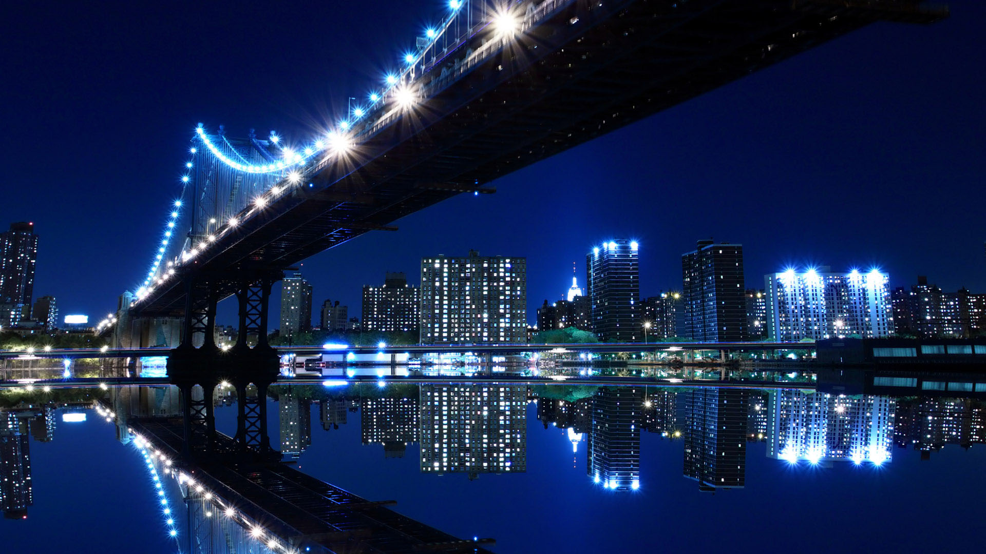 大桥璀璨夜景，免费电脑壁纸下载，美化你的桌面！