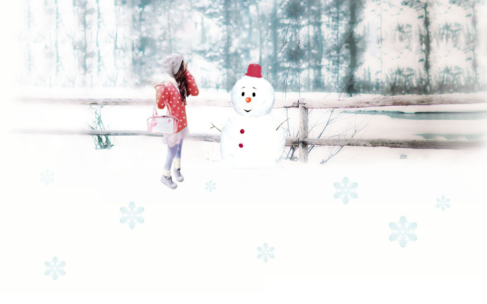 可爱雪人女孩壁纸，免费电脑壁纸下载