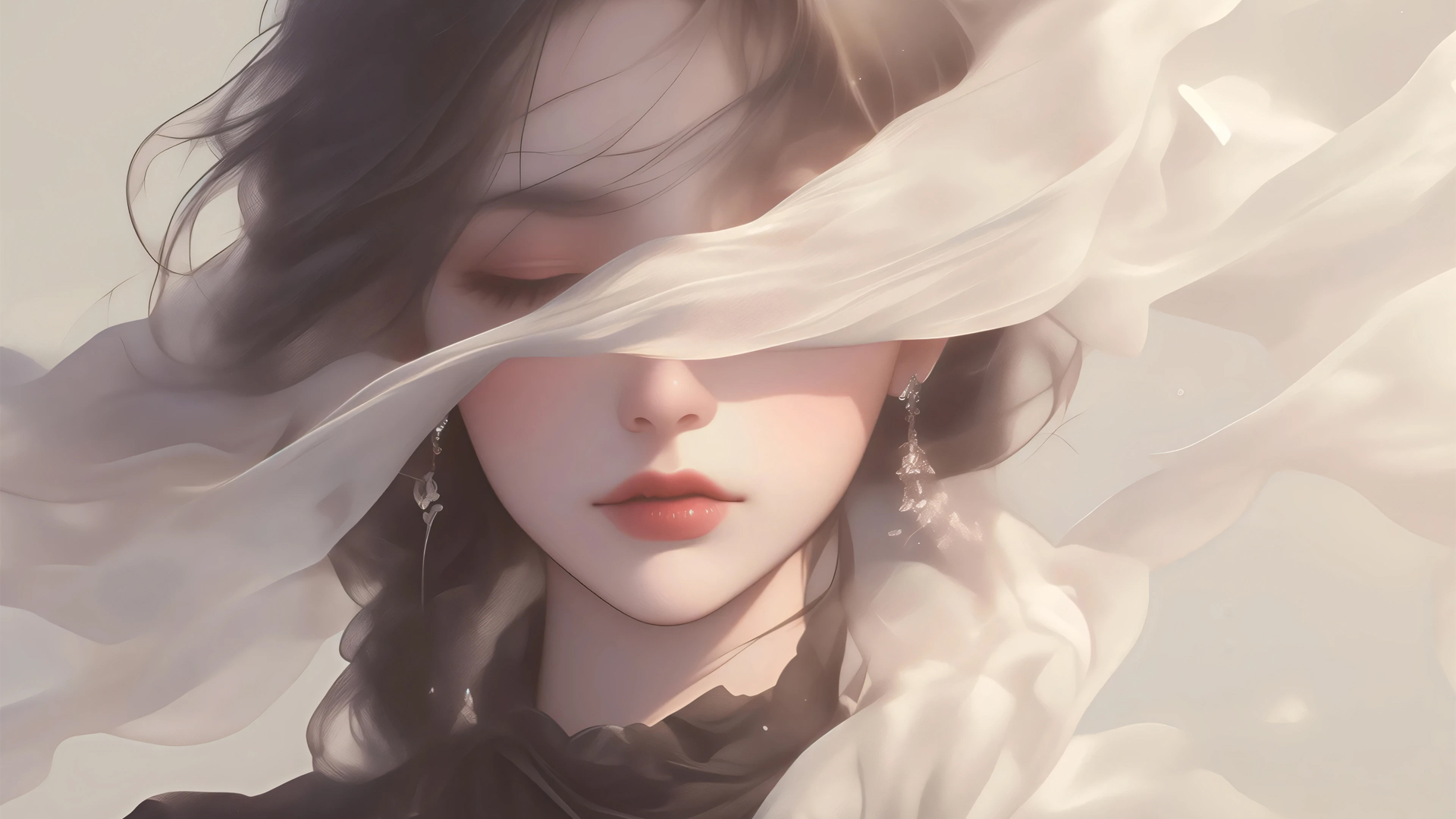 唯美遮眼少女动漫壁纸，免费下载