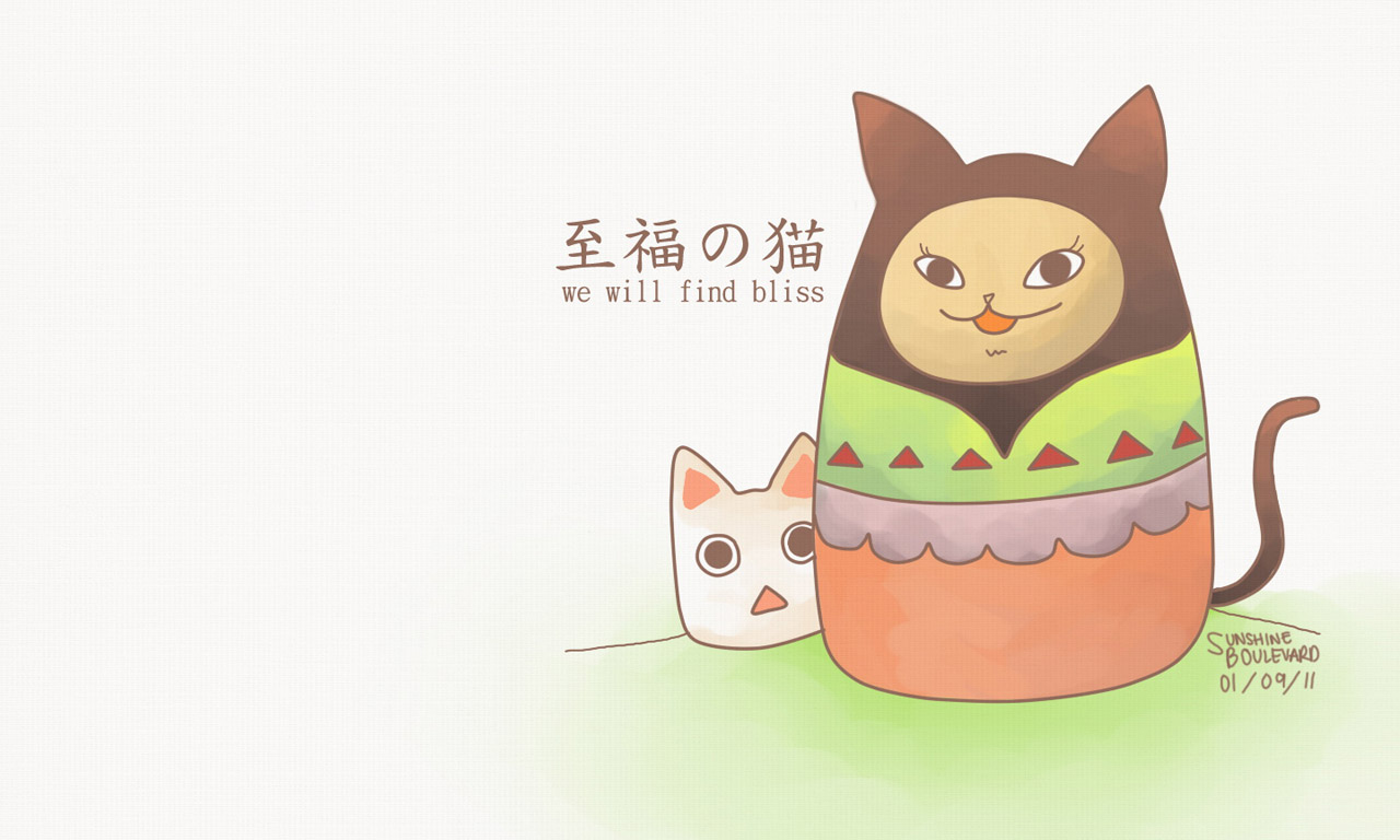可爱卡通猫咪壁纸，免费动漫桌面背景，一键下载！