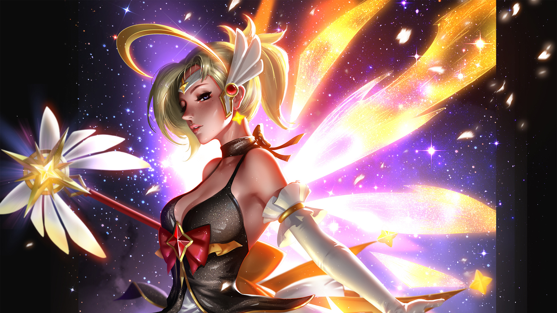 Mercy守望先锋天使惊艳2K桌面壁纸，免费游戏电脑壁纸下载