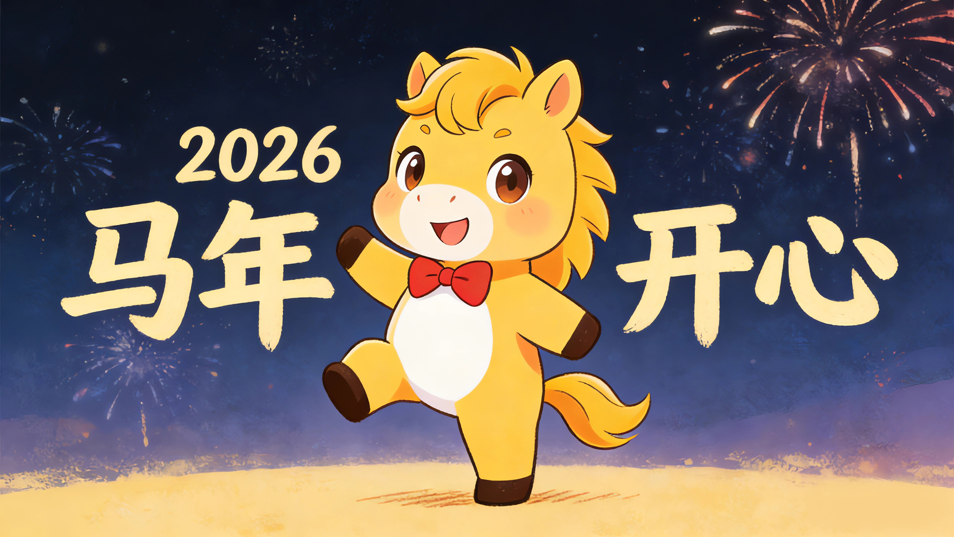 2026马年节日开心免费电脑桌面壁纸下载