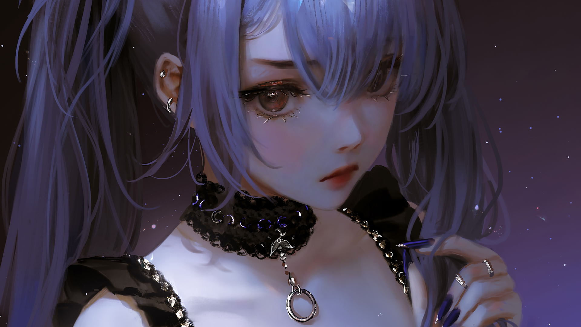 少女长发耳环项链动漫，精选高清壁纸免费下载！
