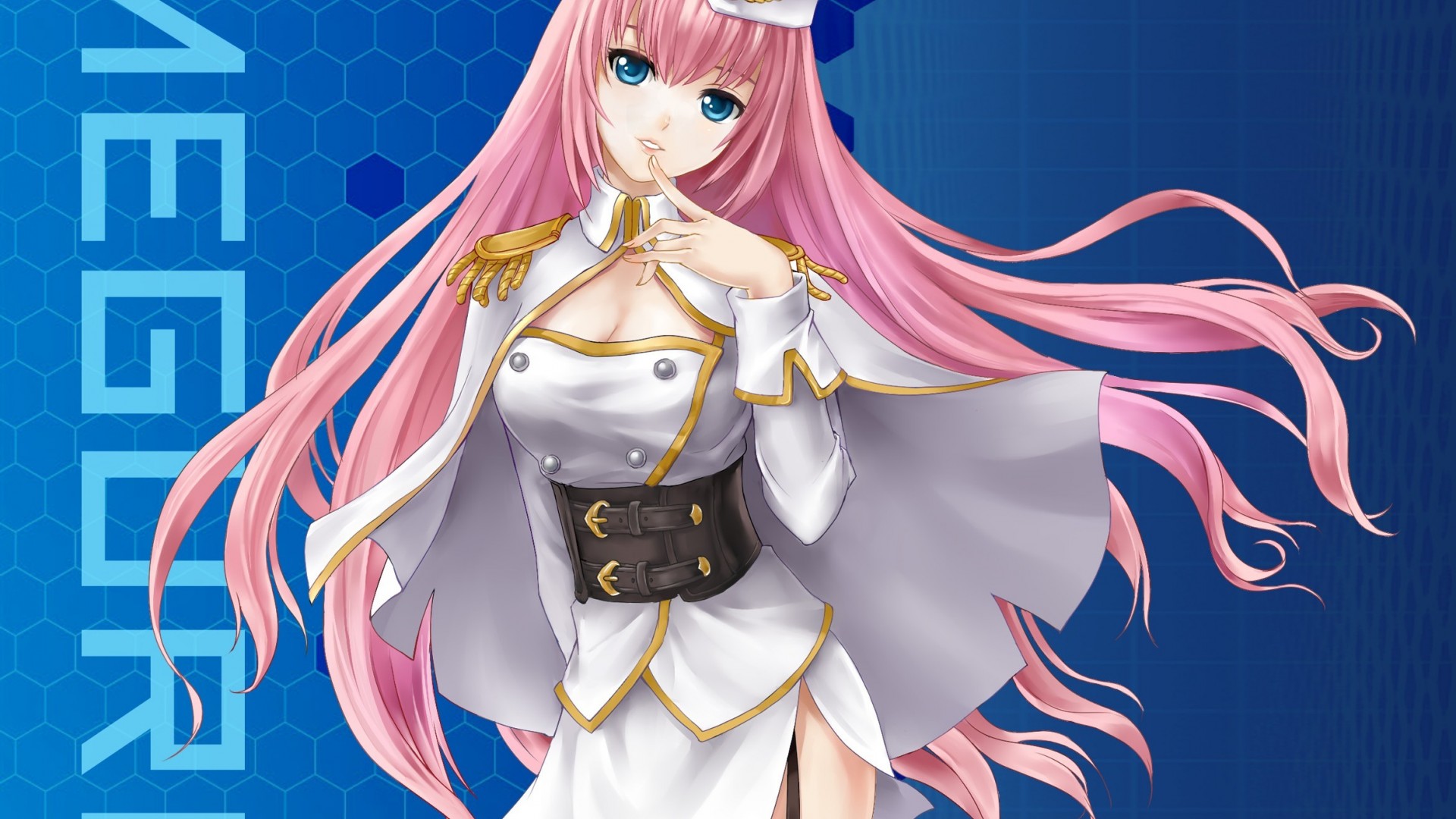 美少女，粉色头发，漂亮裙子，蓝色眼睛，好看的动画美女桌面壁纸