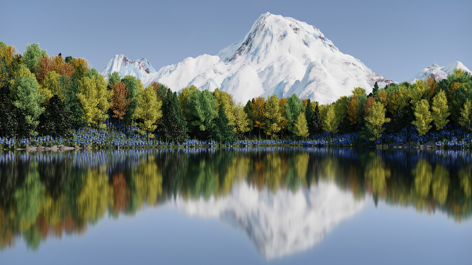 荣耀Magic V2 雪山 湖水倒影风景壁纸