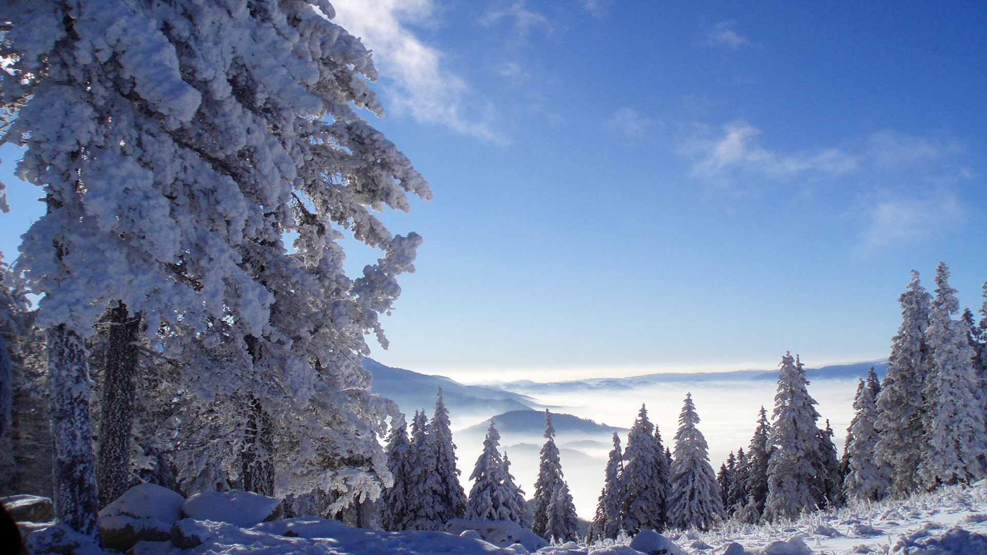 自然之美，山川雪林冬季风光，免费高清电脑壁纸下载