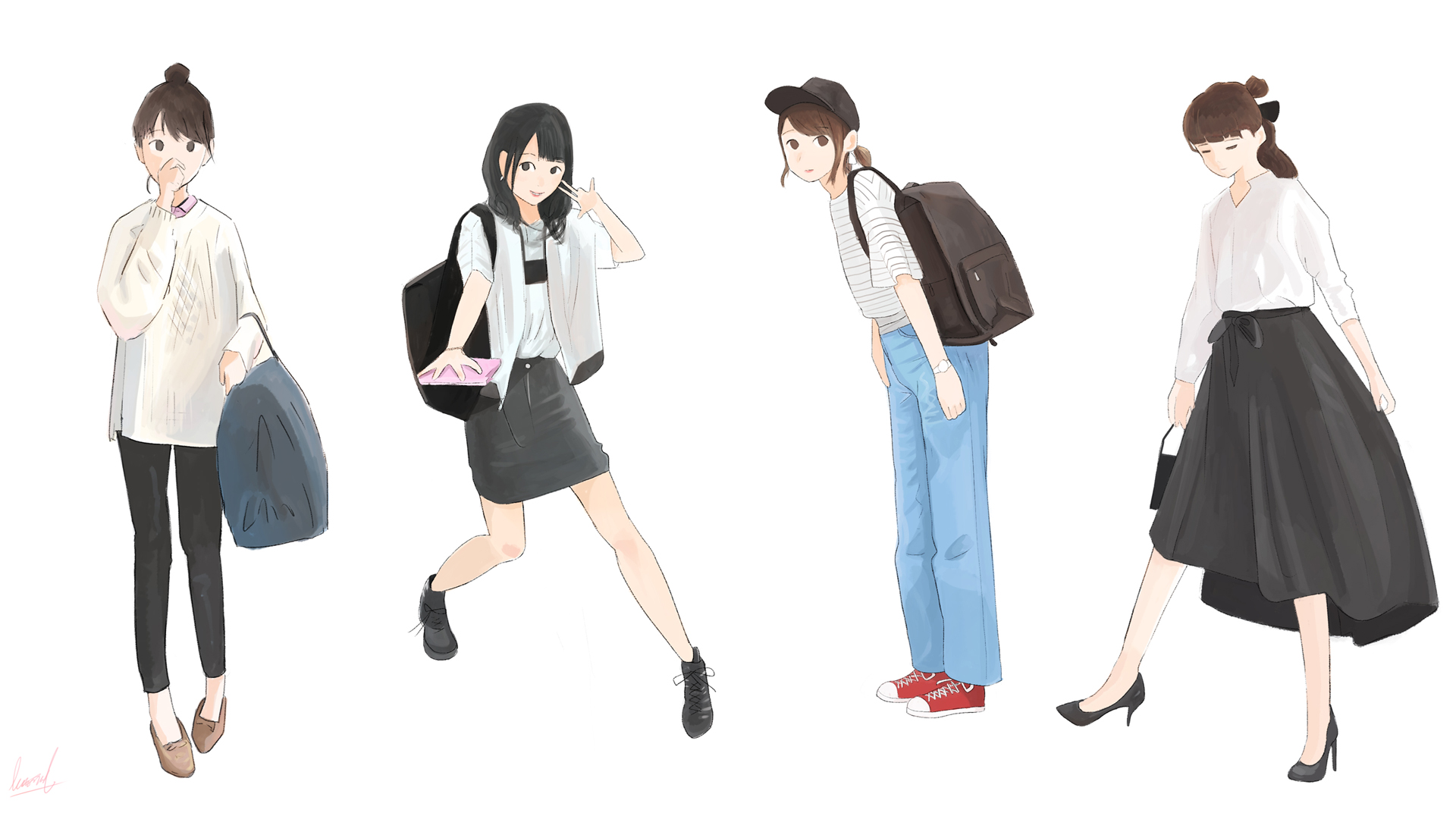 四款萌趣时尚女生插画壁纸，免费下载，装点你的电脑桌面！