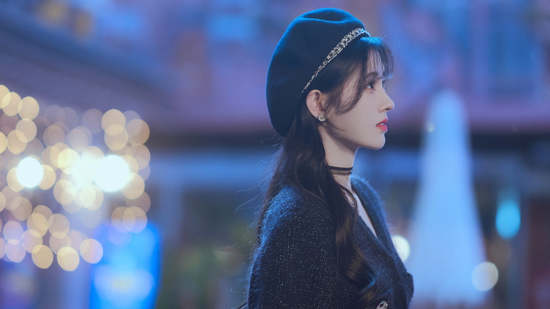 鞠婧祎唯美侧脸 帽子 美女壁纸