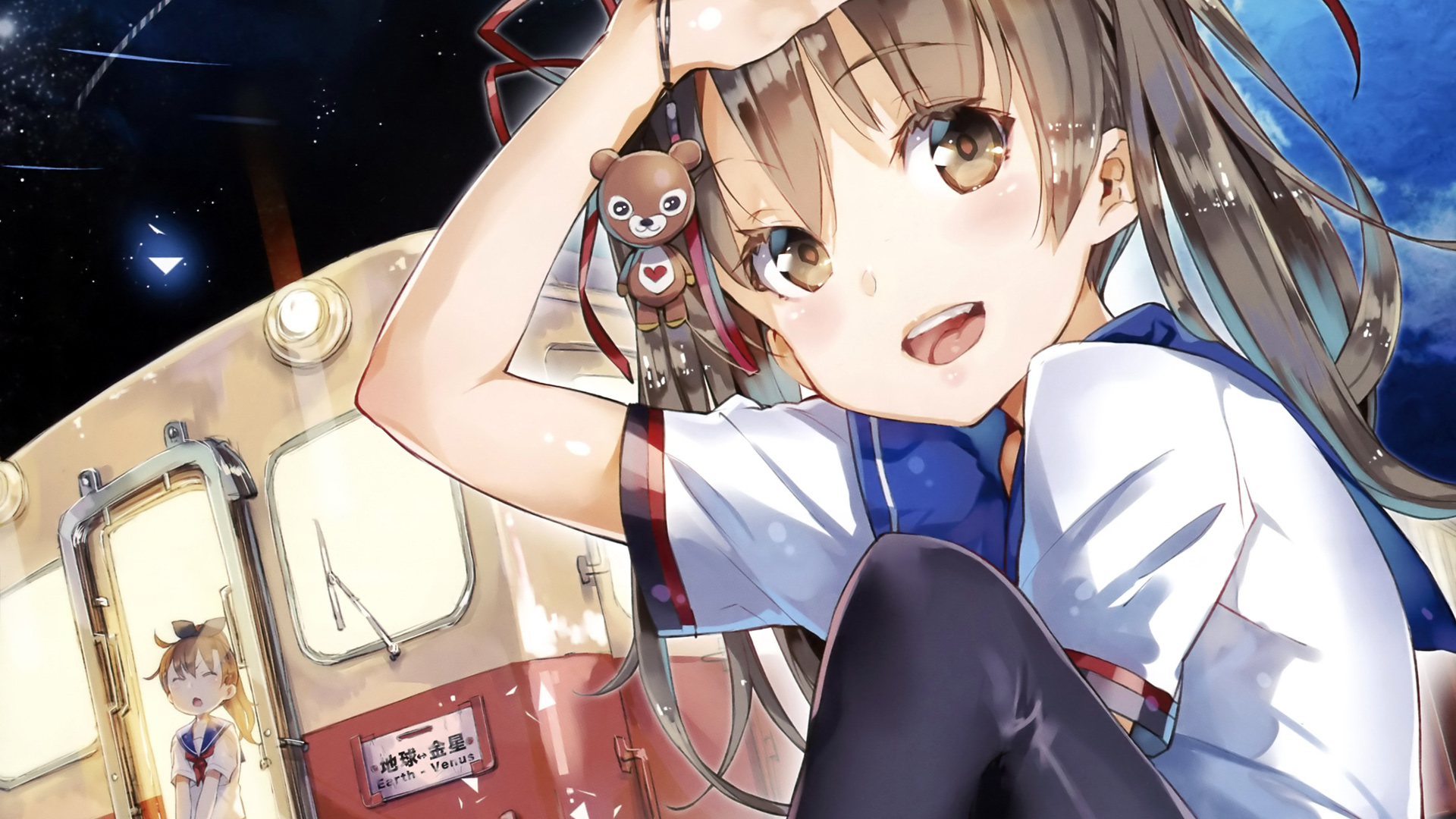 女孩校服可爱挂饰，动漫女生壁纸，免费下载，打造个性桌面！