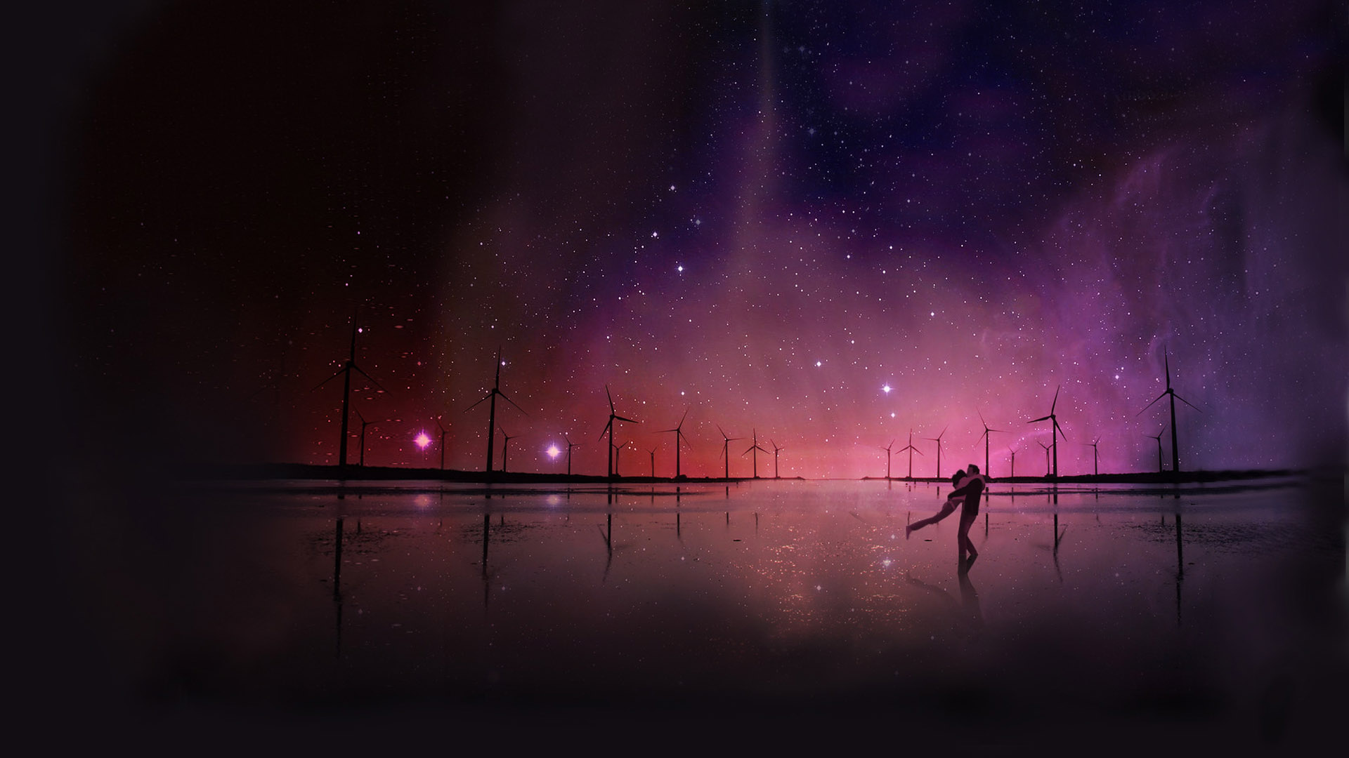 星空爱情壁纸，免费下载绝美风景电脑桌面背景