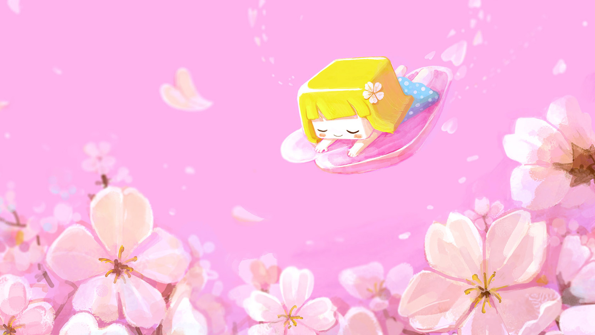 樱花蜜语，张小盒可爱壁纸，免费电脑壁纸下载