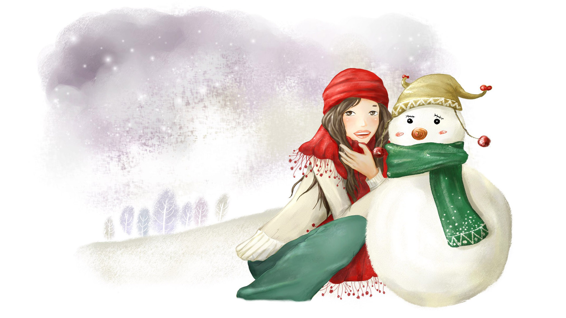 冬季雪景美女壁纸，唯美高清免费下载，装点你的桌面
