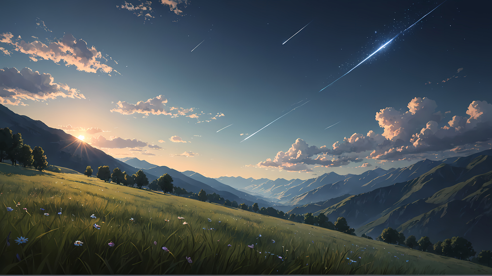  草原流星风景桌面壁纸