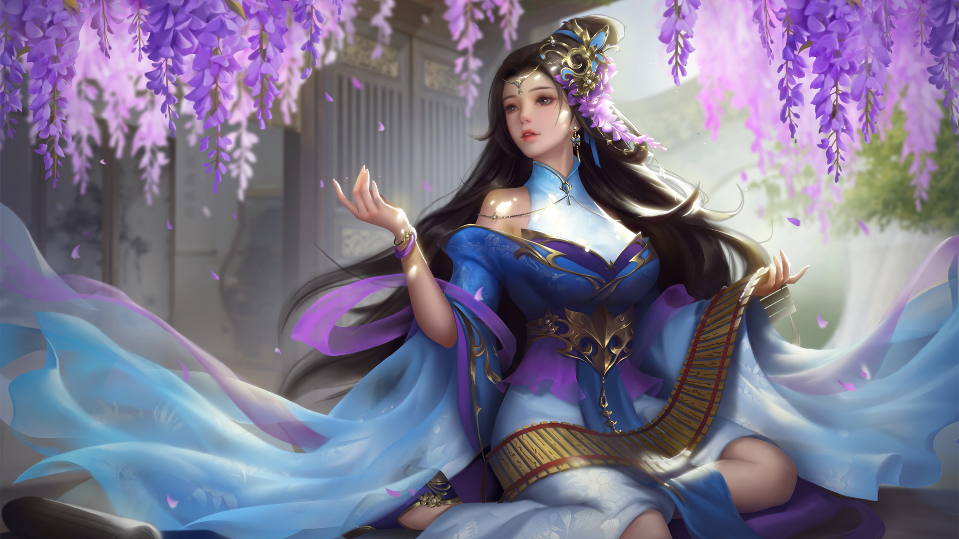 三国杀SP蔡文姬花藤诗赋绝美壁纸，高清免费下载，装点你的电脑桌面
