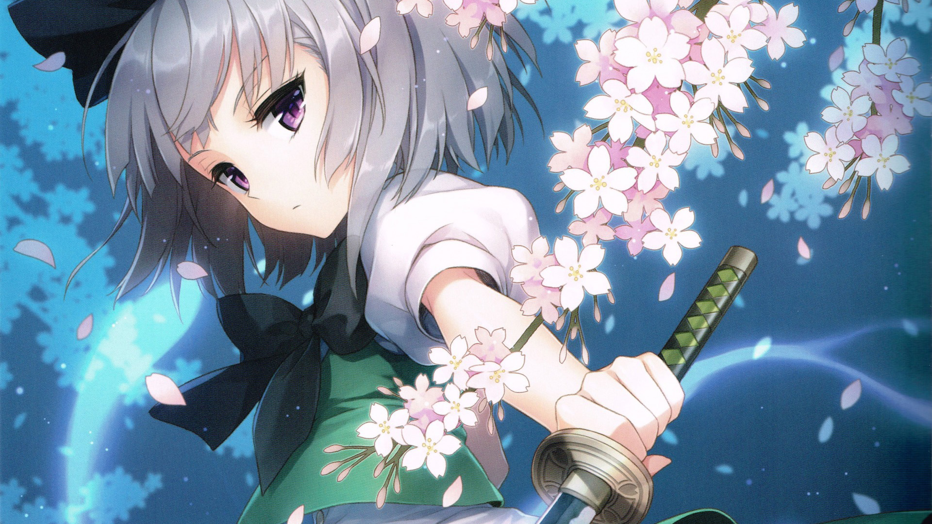 女孩樱花武士梦，唯美蝴蝶结动漫壁纸，免费下载装点你的电脑桌面