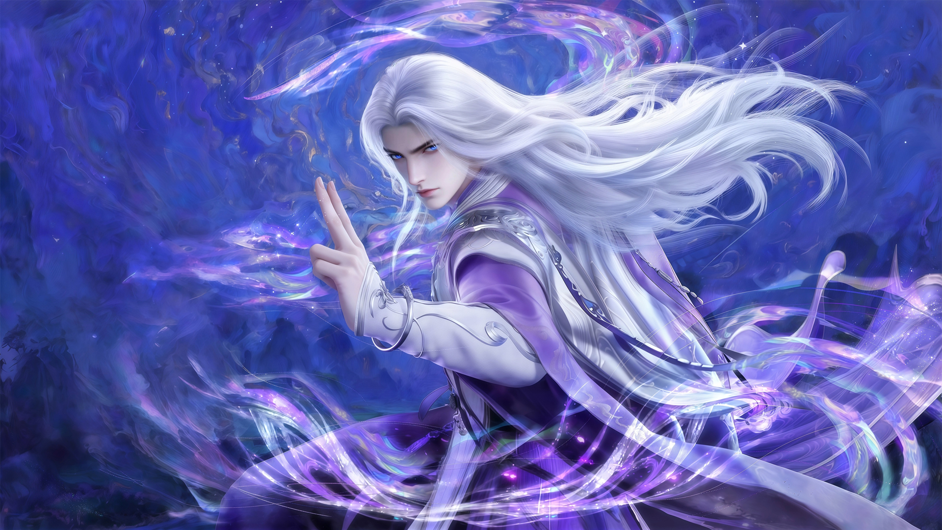 仙逆王林紫白古风长袍高清动漫电脑壁纸免费下载